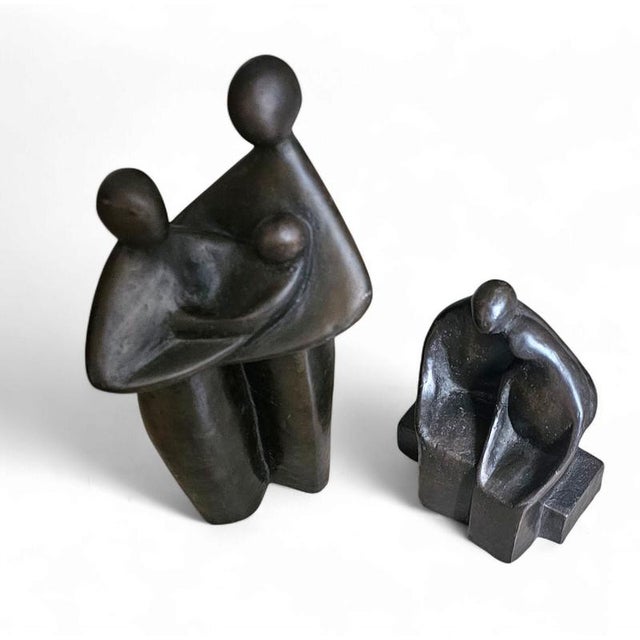 Brown Bronze Family with Child Figures, 1960s For Sale - Image 8 of 9