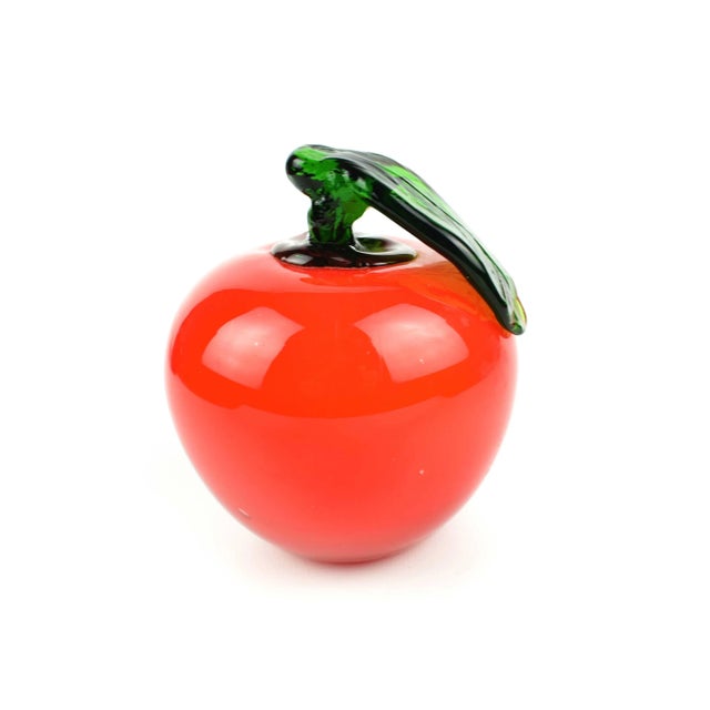 Mid 20th Century Mid 20th Century Handmade Hand Blown Red Glass Apple Paper Weight Figurine For Sale - Image 5 of 7