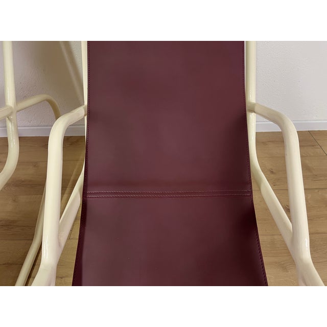 1950s Set of Italian Painted Iron and Leather Deckchairs, 1950s For Sale - Image 5 of 9