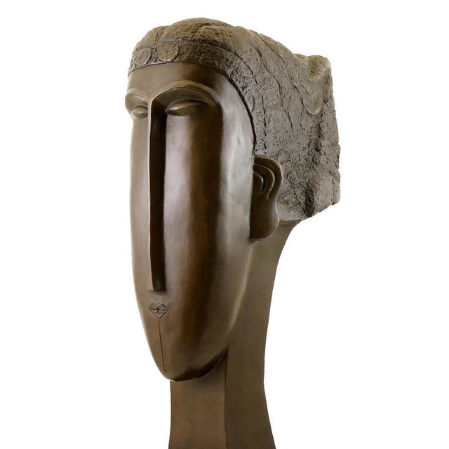 Metal Unknown, Woman's Head, Brown Patinated Bronze For Sale - Image 7 of 8