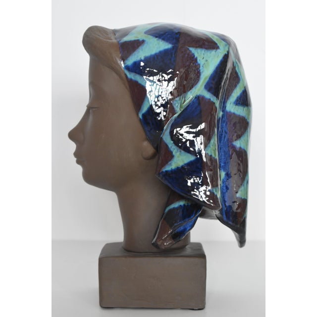 Bust by Johannes Hedegaard for Aluminia For Sale - Image 8 of 8