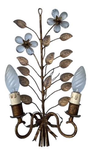 1950's French Hollywood Regency Maison Bagues Flower & Petal Wall Sconce