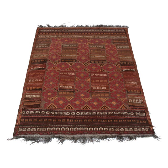 Tribal Vintage Afghan Kilim Rug in Red and Beige-Brown Tribal Patterns For Sale - Image 3 of 7