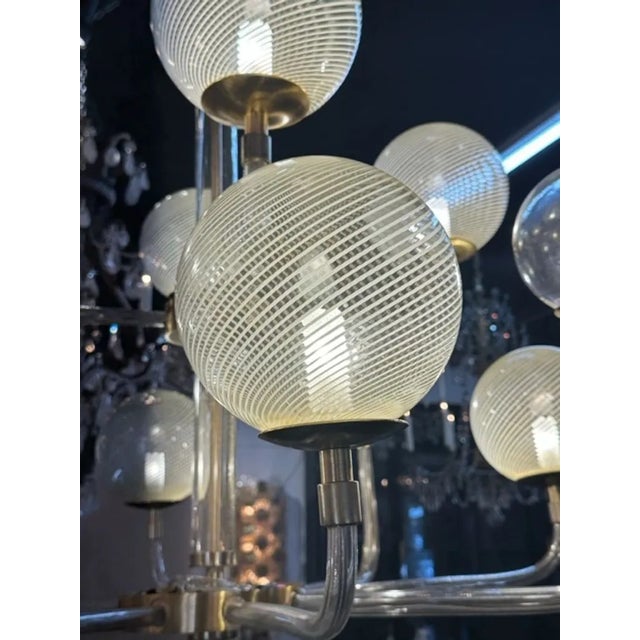 Early 21st Century Modern Murano Glass and Brass Globe Chandelier For Sale - Image 5 of 7