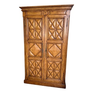Custom Made Century Hill Solid Wood Media Cabinet / Armoire – Hand-Carved For Sale