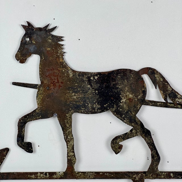 19th Century Salvaged Sheet Metal Weathervane Horse & Carriage For Sale - Image 4 of 12