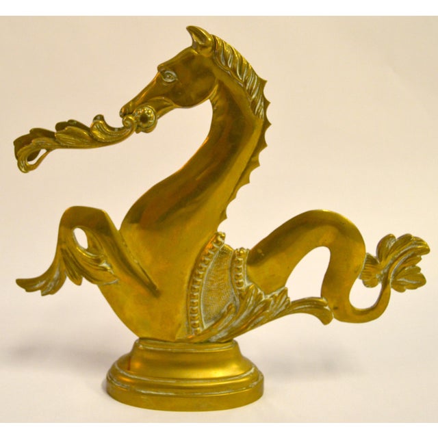 Atelier Jansen 1950 Venetian Brass Gondola Mythical Seahorse Animal Sculpture Figurine Oar Lock For Sale - Image 4 of 15