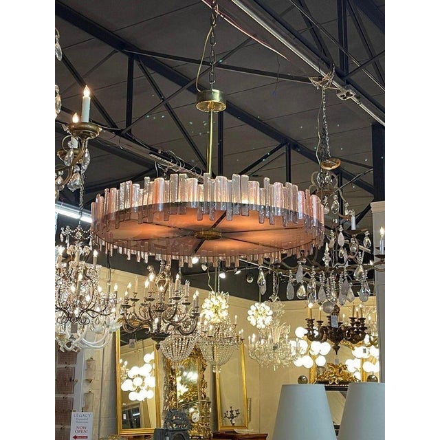 Glass Modern Murano Disc Chandelier For Sale - Image 7 of 8