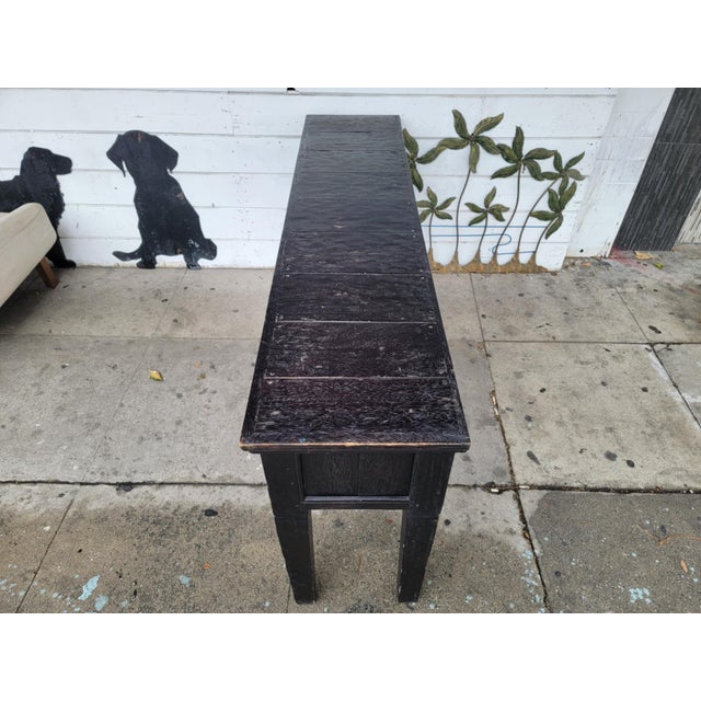 1990s 1990s Rustic Black Wood Console Table For Sale - Image 5 of 18