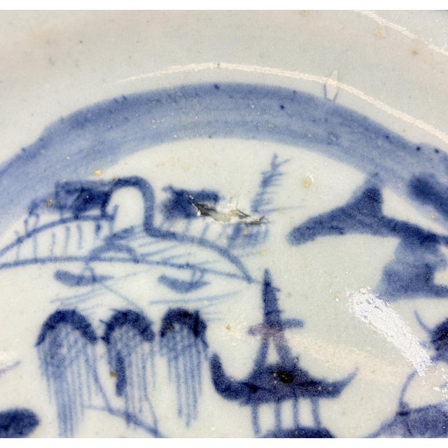 Blue Antique 19th Century Chinese Canton Export Porcelain 10" Charger & Stand For Sale - Image 8 of 12