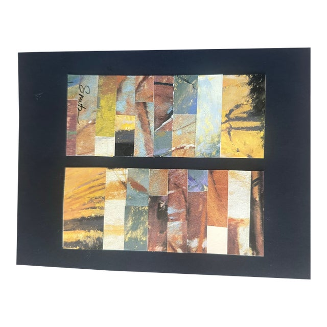 “Every Day Gold” Matted Double Abstract Collage Composition in Warm and Cool Tones by Nancy Smith For Sale