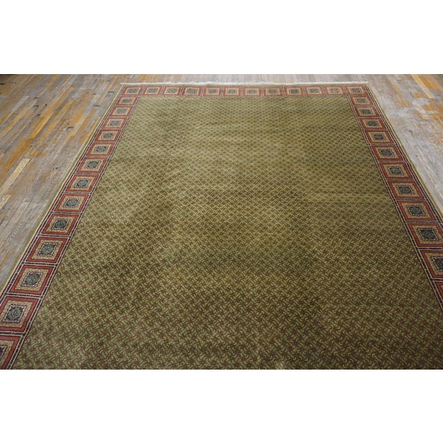 Contemporary Splendid Green-Olive Background With Elegant Greek Key Pattern Contemporary Chinese Rug For Sale - Image 3 of 12