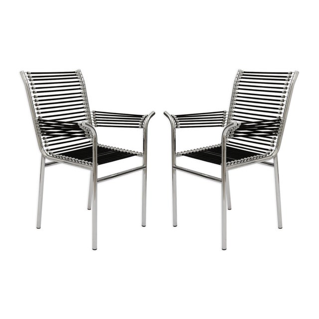 Pair of Rene Herbst Highback Sandow Cord Chairs For Sale - Image 10 of 10