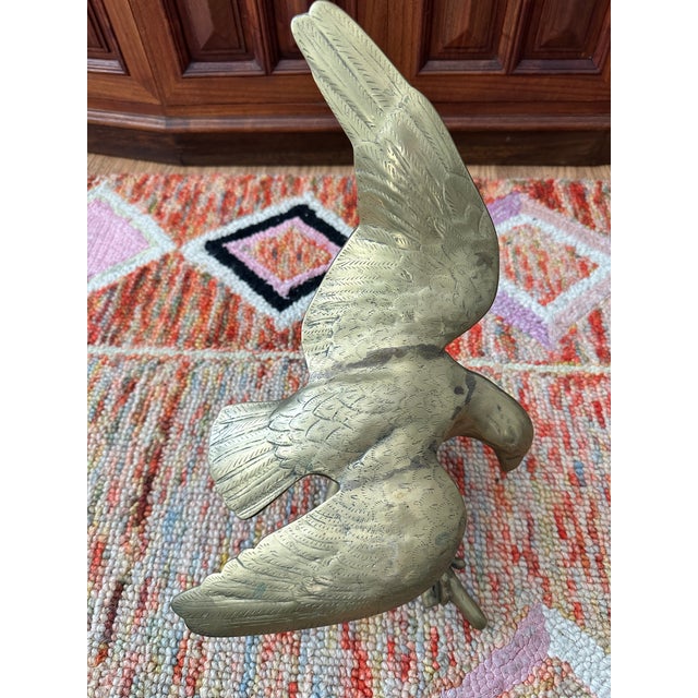 1960s Pair of Mid-Century Solid Brass Eagle Sculptures, C. 1960s For Sale - Image 5 of 9
