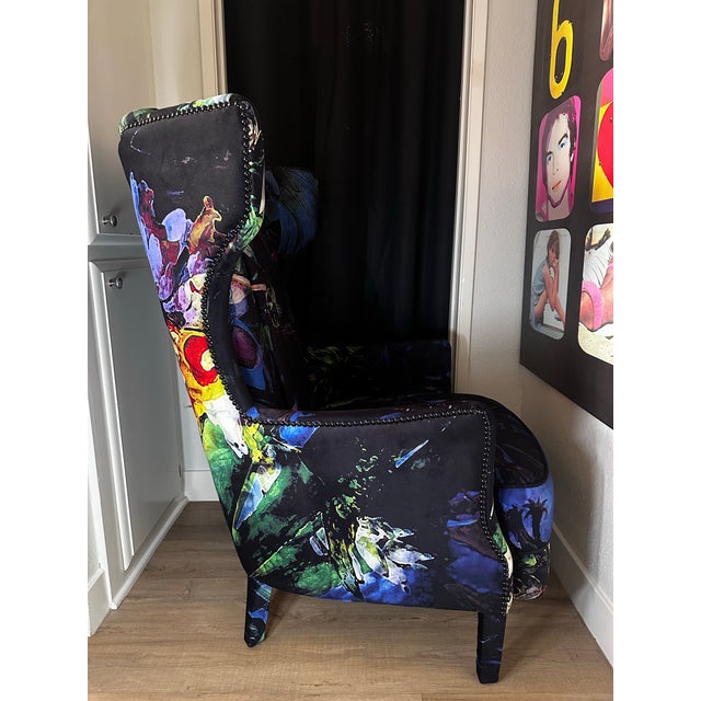 Textile High-Back Manor Velvet Lounge Chair For Sale - Image 7 of 10