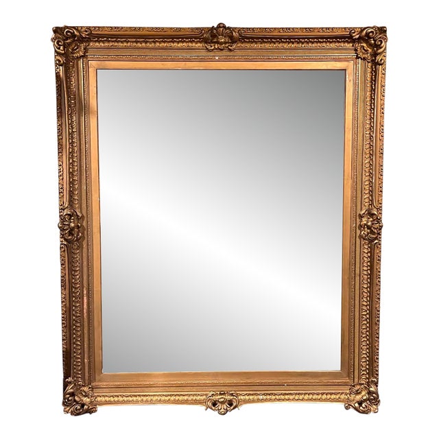 Very Large American Victorian Giltwood and Gesso Painting/Mirror Frame For Sale