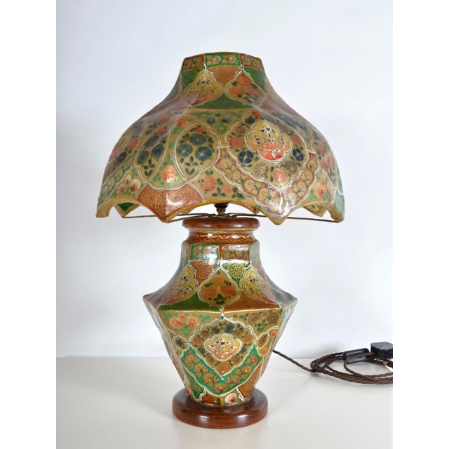 This stunning vellum lamp - often referred to a “Camel Bladder lamp” - is beautifully hand-painted in ornate flowers and...