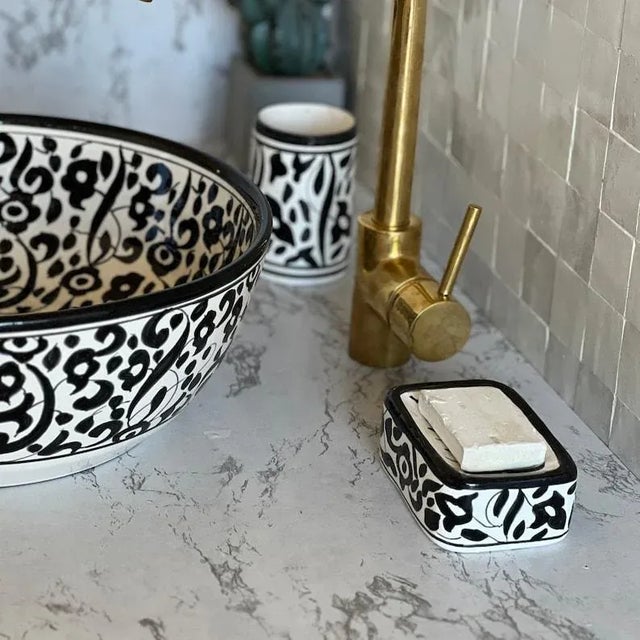 Moroccan Ceramic Sink for Bathroom Handmade For Sale - Image 4 of 6