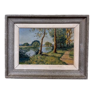20th Century Oil Painting Path on a Sunny Day For Sale