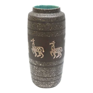 Vintage West German Ceramic Seahorse Vase or Vessel With Turquoise Interior