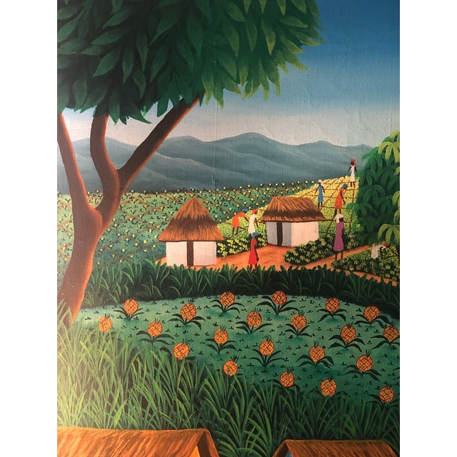 Original 1980s Haiti Folk Art Oil Painting For Sale - Image 12 of 13