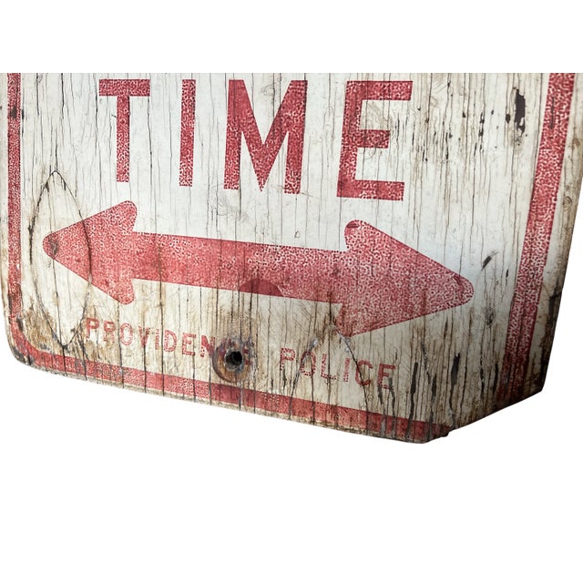 Shabby Chic Vintage Wooden “No Parking Any Time” Providence Police Sign For Sale - Image 3 of 6