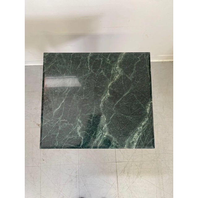 1970s 1970s Vintage Green Marble Top Stand on Wheels With Gold Colored Motif of Woman. For Sale - Image 5 of 9