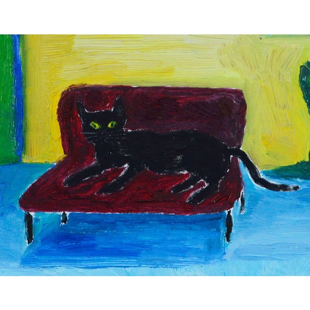 Jonathan Taylor "Red Couch, Black Cat" Fauvist Interior 2014 For Sale - Image 4 of 8