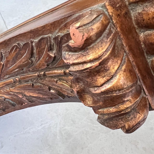 Vintage Maitland Smith stone-top table // tesselated black granite and limestone // carved demilune // wall-mount table // no free shipping For Sale - Image 9 of 10