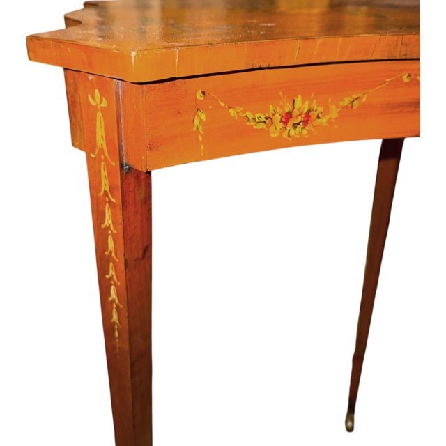 19th Century 19th Century English Adam Style Satinwood & Maple Scalloped Side Table. For Sale - Image 5 of 8