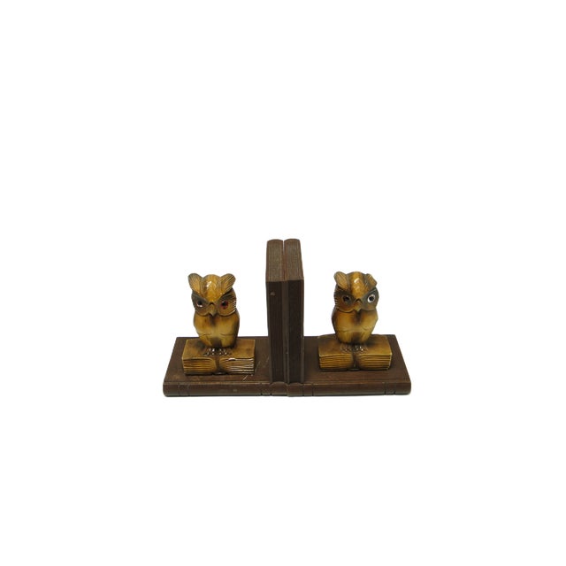Vintage Figurative Wooden Bookends, 1950s, Set of 2, in Worn conditions. Designed 1950 to 1959