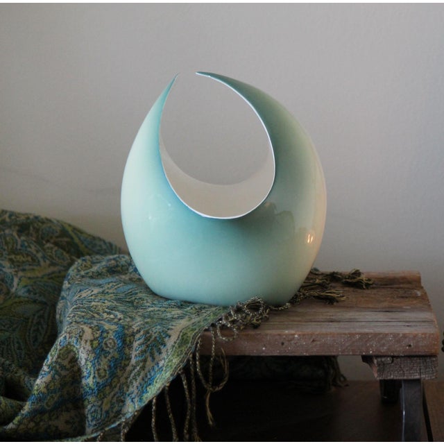 This is an extremely rare 1950's ceramic crescent vase attributed to Italian artist Ottavio Galante. In remarkable...