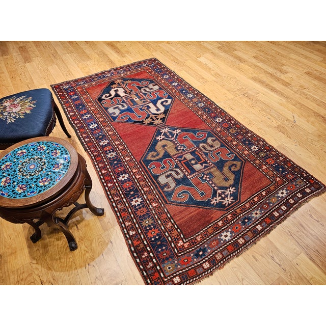 Maroon Antique Cloudband Kazak Area Rug, Hand-Knotted Wool, Geometric Design, 1800s For Sale - Image 8 of 10