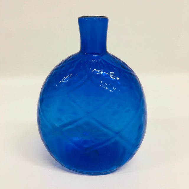 1930s Hand Blown Cobalt Glass Bottle For Sale - Image 4 of 4