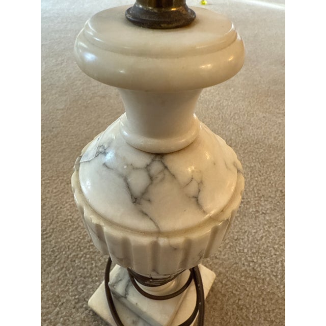 Vintage Carved Marble Table Lamp Set With Urn Form Base | Neoclassical Mid-Century For Sale - Image 4 of 12