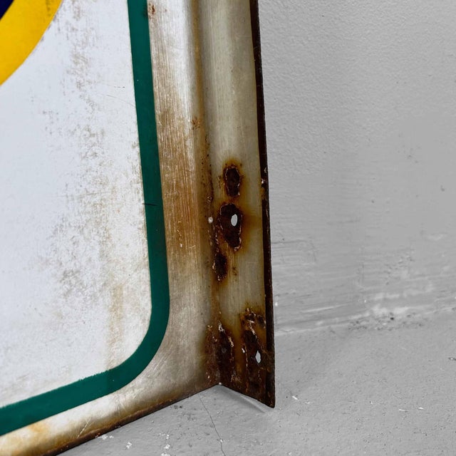 Shōwa Era Green Stamp Hanging Sign in Enamel, Japan, 1970s For Sale - Image 11 of 14