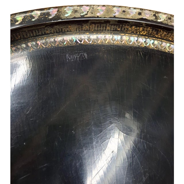 Black Antique Lacquered Mother-of-Pearl Tray Table For Sale - Image 8 of 13