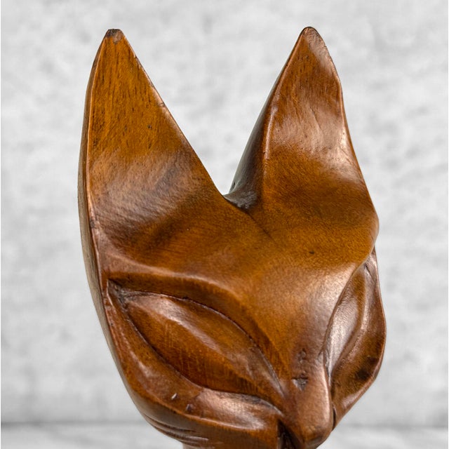Wood Mid-Century 17" Teak Siamese Cat Carved Sculpture - A Pair For Sale - Image 7 of 9