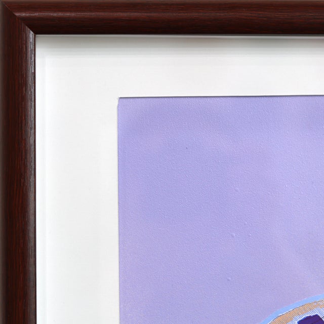 Giant Donut in Inglewood (Blue) - Framed Original Purple Pop Art Mixed Media Work on Paper by Fabio Coruzzi For Sale - Image 4 of 8
