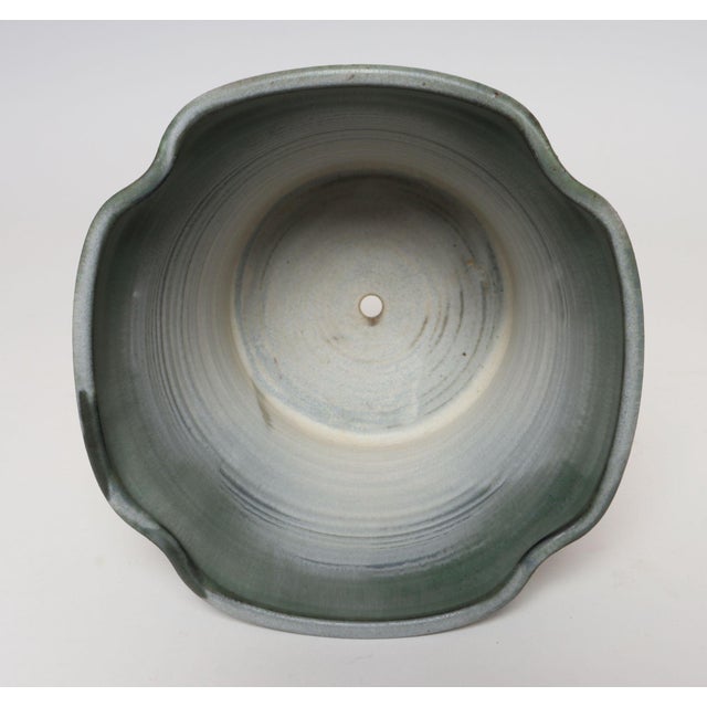 Ceramic Vintage Green Matte Glaze Botanical Ceramic Planter With Plate by Deanna Nichols For Sale - Image 7 of 18