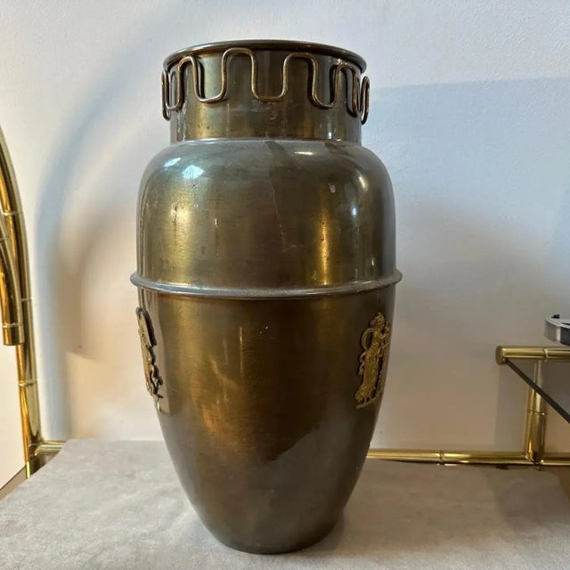 1950s Mid-Century Modern Brass Italian Umbrella Stand in the Manner of Gio Ponti For Sale - Image 9 of 10