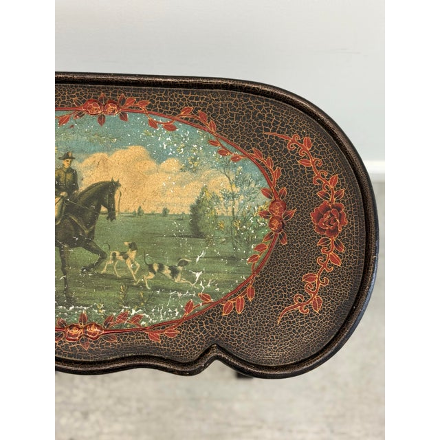 Wood Vintage Chinoiserie Japanned Accent Table With Drawer For Sale - Image 7 of 18