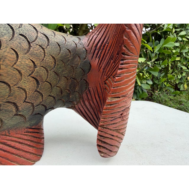 Vintage Hand-Carved Folk Art Fish Sculpture For Sale - Image 11 of 12