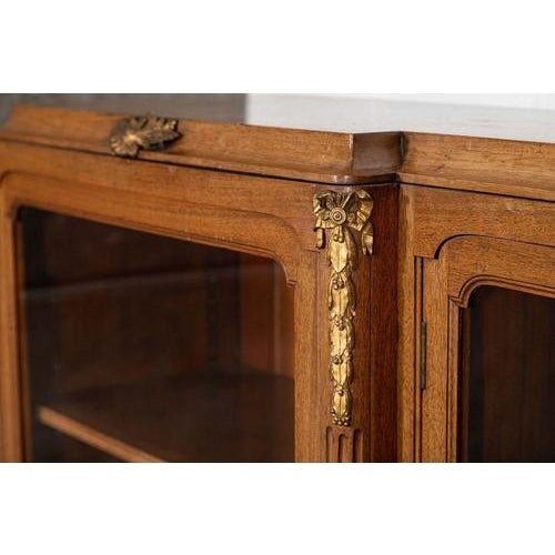 French Monumental Walnut Breakfront Glazed Bookcase, 1870s For Sale - Image 13 of 17