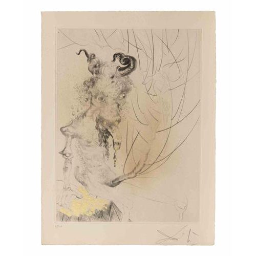 Etching on chamois-colored laid paper, realized in 1968/69. Plate from "Faust (La Nuit de Walpurgis), published by...