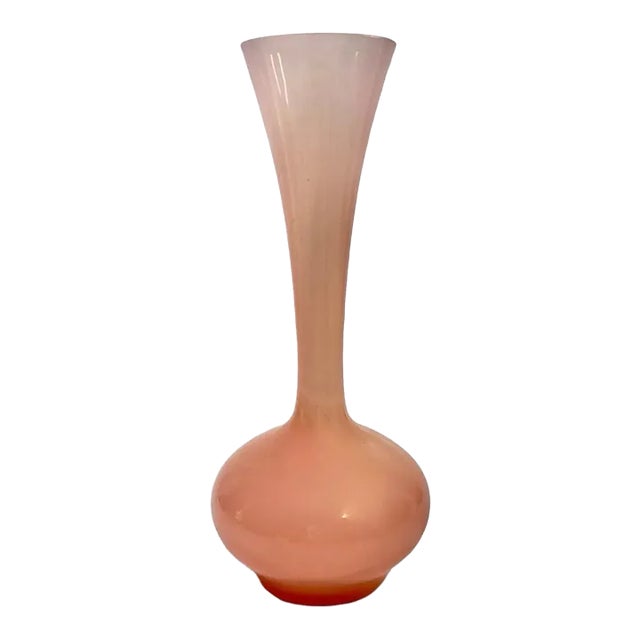 Antique Baby Pink Opaline Glass Bud Vase, France, 1920s For Sale
