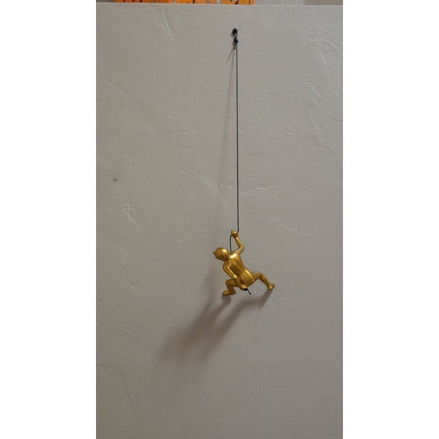 Gold Climbing Man Wall Art- Position 1 For Sale - Image 4 of 4
