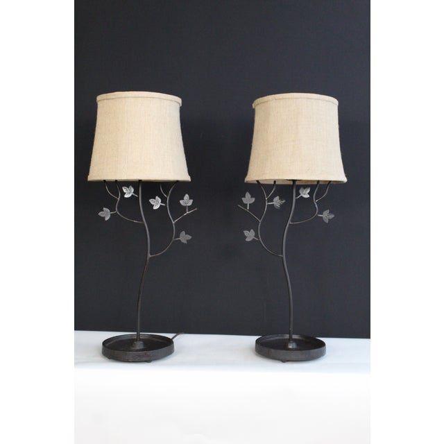 1930s Eastlake Hand Forged Iron Lamps - a Pair For Sale - Image 10 of 12