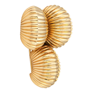 Vintage Cartier Brooch c1945 Bombe Fluted Dome Pin 14k Gold Shell Jewelry