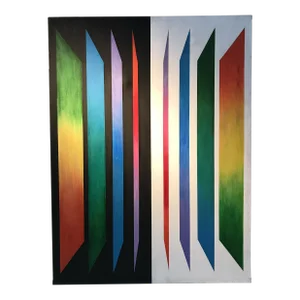 1970s Op Art Acrylic Painting on Canvas by Jeff Risbero